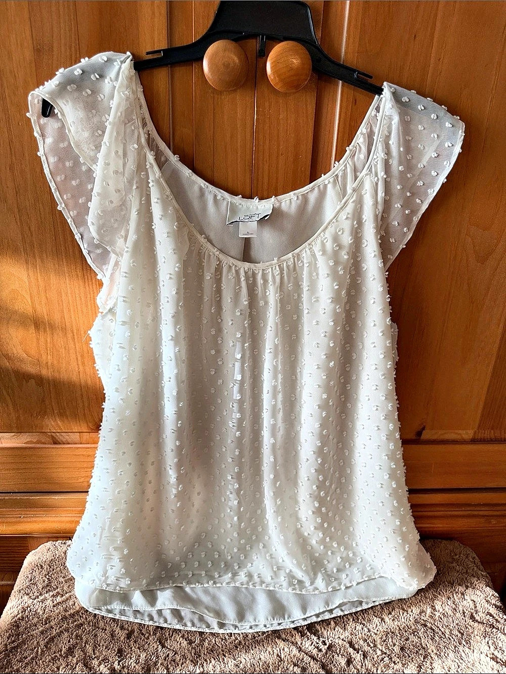 Ann Taylor LOFT Blouse Textured Off White Size Large
